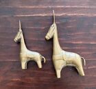 Lot Of 2 Vintage Mid Century Modern Cast Brass Donkey Figurines; Long Neck/Ears