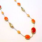 LOFT Gold Tone Orange Enamel Station Chain Necklace
