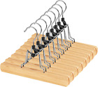12 Pack Natural Wooden Pants Hangers with Clips Non Slip Skirt Hangers
