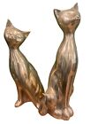 Vtg CATS Sculpture Brass Statue Figurine 1960s LARGE Art Deco 🐈 12 3/4” 11 1/4”