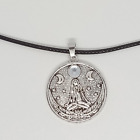 Womens NEW Silver Triple Moon Goddess Necklace Black Leather Cord Made In USA
