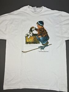 Vintage Norman Rockwell Dog For Sale Art Shirt XL White Painting Artist Museum