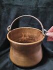 Antique Rustic Hammered Copper Hanging Cook Pot Dovetailed Wrought Iron Handle