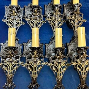 Set of eight  quality antique merkel arts and crafts Gothic Lot 19F