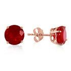14K Solid Rose Gold Stud Earrings with  Natural rubyes