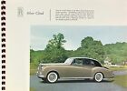 1959-62 ROLLS ROYCE Silver Cloud II Car Dealer Sales Brochure Specs w/ Guarantee