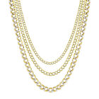 Hollow Curb Chain Necklace 2-Tone Real 10K Gold Bonded 925