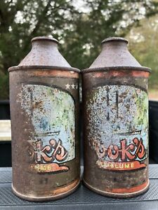 Lot of 2 vintage COOK'S GOLDBLUME BEER cone top beer cans w/ ship image