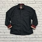Scully Mens S Pearl Snap Western Shirt Black Striped Red Flip Cuff Rodeo Cowboy