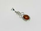 Fabulous Sparkling Real Baltic Amber Celtic Pendant 925 Solid Silver #17757