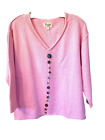 Pure Knits Pink 100% Cotton V-neck sweater Great for Summer Nights sz L