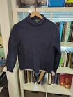 J Crew Roll Neck Sweater Mens Small Navy Blue Chunky Knit Size Small