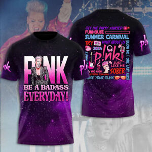 Pink Singer P!nk Summer Carnival 2024 Tour 3D T-Shirt for Men Women All Size