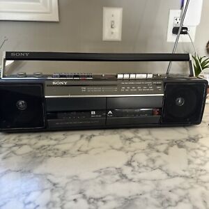 Stereo Boombox Sony SoundRider Portable AM-FM Dual Cassette CFS-W301 w Powercord