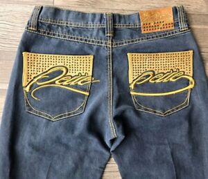 Pelle Pelle Jeans Men 32x32 Vintage Y2K Baggy Studded Embroidered Pockets