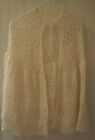 Vintage 70s Hand Crochet Knit Poncho Cape Shawl Ivory Grannycore Cottagecore