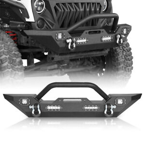 Front Bumper For Jeep Wrangler JK JL Gladiator JT 07-24 w/Winch Plate & Lights (For: Jeep)
