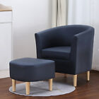 Arm Chair Linen Fabric Accent Upholstered Single Sofa With Ottoman Living Room