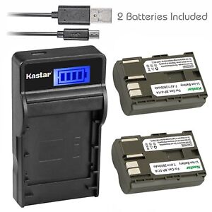 Kastar 2 Battery & LCD-3 USB Charger for Canon BP-511 BP-511A BP511 BP511A CB-5L