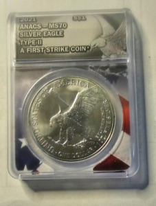 2021 Silver Eagle Type II ANACS-MS70 $$1 First Strike Coin First Year New Design