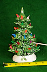 Vintage Holland Mold Green Ceramic Christmas Tree White Base 8.5 inches