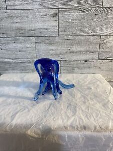 Hand Blown Glass Art Cobalt Blue Dog Figurine