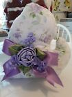New ListingLAVENDER CABBAGE ROSES  MED MICHIGAN STATE SHAPE ACCENT PILLOW REMOVABLE BOW