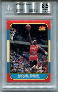 1986 Fleer Basketball #57 Michael Jordan Rookie Card Graded BGS 8.5 NM MINT+ w 9