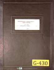 Gorton P1-3, Three Dimensional Pantomil, 2655-A Maintenance & Parts Manual 1960