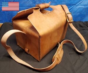 Leather Shotgun Shooting Ammo Range Day Bag Case Box Trap Skeet Made USA Large