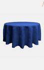LA Linen Natural Burlap Tablecloth 108-Inch Round Royal Blue