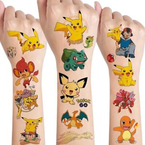 Pokemon Temporary Tattoos for Kids, 3 Pack, Mix, 60 + Stickers Water Proof