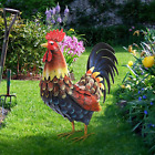 Metal Rooster Yard Art Sculpture Outdoor Decor Garden Statue Chicken Large Hen