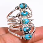 Blue Copper Turquoise 925 Sterling Silver Five Gemstone All Size MO**