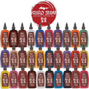 Kuro Sumi Tattoo Ink 1/2 1oz Red Blue Black White Green Purple Brown Pink Color