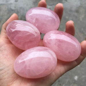 Natural Pink Rose Quartz Egg-shaped Magic Crystal Healing Ball Sphere Gemstone
