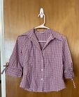 579 Plaid 3/4 Sleeve Western Button Up Flannel Shirt Top Size Extra Small - XS