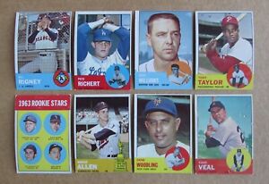 1963 TOPPS BASEBALL CARD SINGLES #270-576 COMPLETE YOUR SET U-PICK UPDATED 2/18