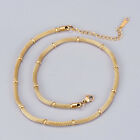 Fashion Woman 14K Gold Plated Stainless Steel Round Snake Chain Necklace