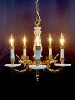 Antique French Chandelier Brass Italian Alabaster Petite No Crystal - EXQUISITE