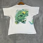 Vintage Nature Shirt Mens XL White Fish AOP Graphic Tee 90s Single Stitch