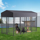 XXL Powder Coat Steel Studio Dog Kennel Outdoor Dog Fence Pen Waterproof Canopy