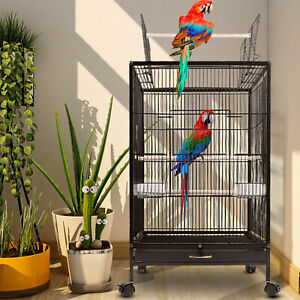 Large Bird Cage Parrot Cage Cockatiel Finch Pet Parakeet With Rolling Stand Tray