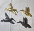 Vtg Homco Hummingbird birds Set of 4 Wall Decor Flying MCM Brass Color & Dark
