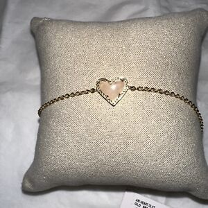 Kendra Scott Ari Heart Link Chain Bracelet NWT Rose Quartz MOM PERFECT 🤩