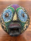 Ghana Collection Carved Wood Ceremonial Harvest Face Mask Art Beaded 12