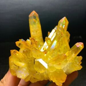 Natural Citrine Cluster Aura Crystal Cluster Mineral Specimen Healing Decoration