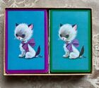 Vintage Hamilton Playing Cards Cat Kitten Purple Bow Boxed Double Deck Complete