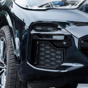 Gloss Black Dechrome Fog Light Grille Trims Accessories For BMW X5 G05 M50i M50d (For: 2021 BMW X5)