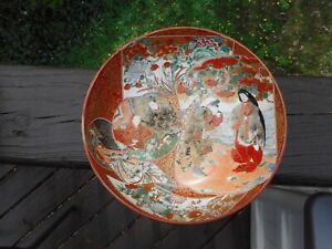 POSSIBLY UNCOMMOM ANTIQUE SIGNED JAPANESE BOWL HAND PAINTED W/ FIGURES 8 